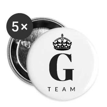 G-Team Krone lettering, gift idea - Buttons large 2.2''/56 mm (5-pack) - white - Front