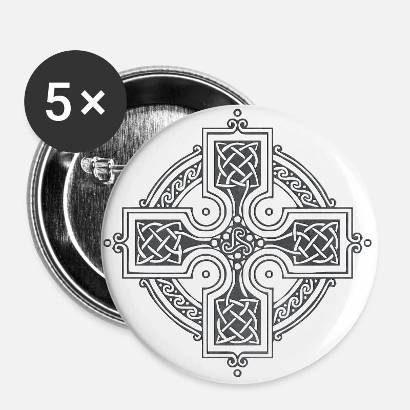 Celtic cross - Buttons large 2.2''/56 mm (5-pack) - white