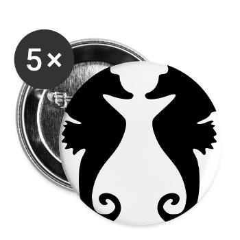 2 hippocampes - Lot de 5 grands badges (56 mm) - blanc - Devant