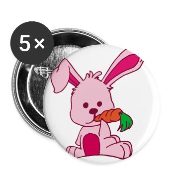Flach Design Kaninchen liebt Karotte rosa süss - Buttons groß 56 mm (5er Pack) - Weiß - Vorne