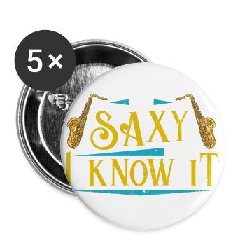 Lustig Saxophonist Saxofonistin Geschenk - Buttons groß 56 mm (5er Pack) - Weiß - Vorne