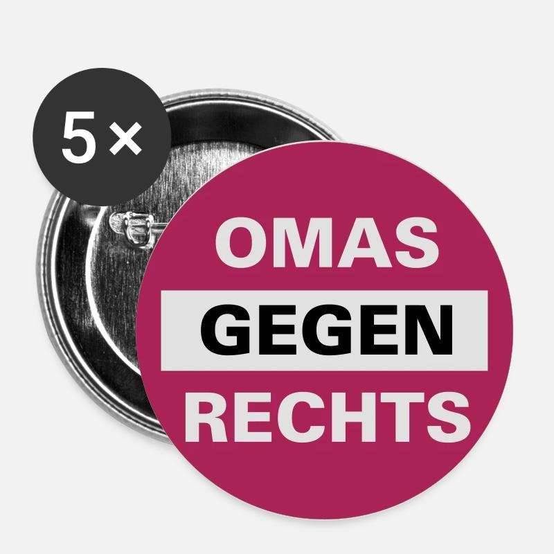 Omas gegen Rechts Schild - Buttons groß 56 mm (5er Pack) - Weiß