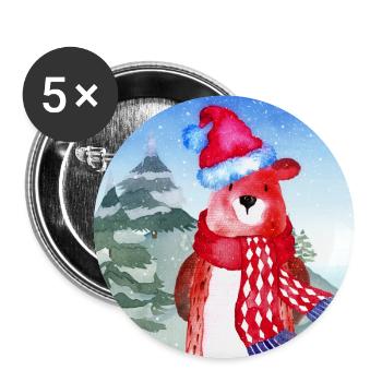 Tierfreunde im Winterwald - Der kleine Bär - Buttons groß 56 mm (5er Pack) - Weiß - Vorne