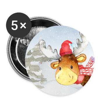 Animal friends in the winter forest - The little deer - Buttons large 2.2''/56 mm (5-pack) - white - Front