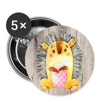Tierfreunde im Wald - Der kleine Igel - Buttons groß 56 mm (5er Pack) - Weiß - Vorne