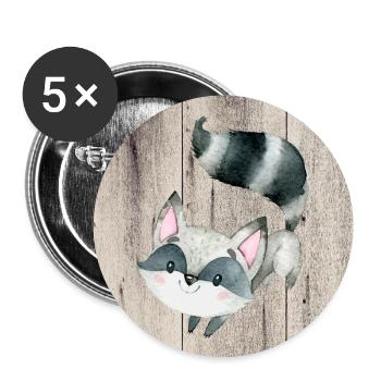 Animaux amis dans la forêt - Le petit raton laveur - Lot de 5 grands badges (56 mm) - blanc - Devant