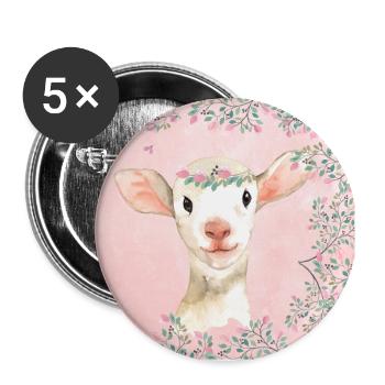 Forest friends in the pink blossom forest - The lamb - Buttons large 2.2''/56 mm (5-pack) - white - Front