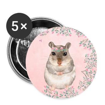 Forest Friends - The cute hamster - Buttons large 2.2''/56 mm (5-pack) - white - Front