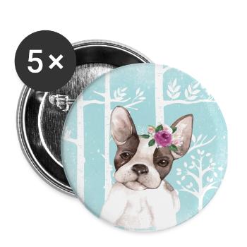 Amis de la forêt dans la forêt de conte de fées bleue - Le chien - Lot de 5 grands badges (56 mm) - blanc - Devant