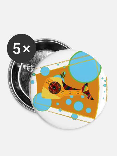 Lachs - Buttons groß 56 mm (5er Pack) - Weiß