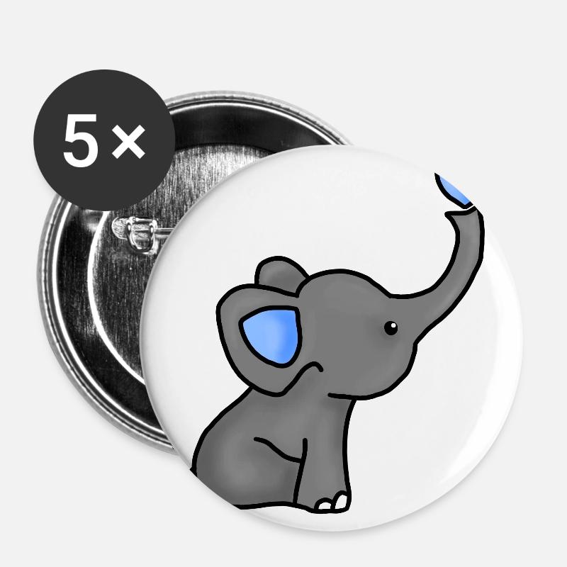 Baby Elephant - Buttons large 2.2''/56 mm (5-pack) - white