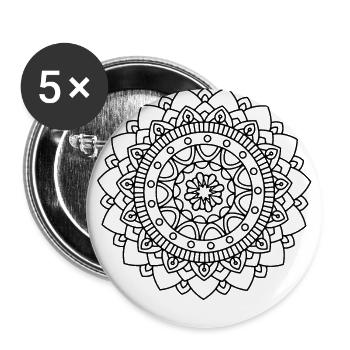 Mandala - Buttons groß 56 mm (5er Pack) - Weiß - Vorne