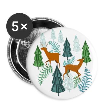 Chasses villageois cerf et chevreuil cadeau - Lot de 5 grands badges (56 mm) - blanc - Devant