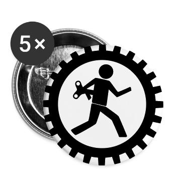 Arbeiter im Zahnrad - Buttons groß 56 mm (5er Pack) - Weiß - Vorne