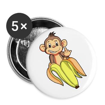 FRECHER AFFE - FUCK YOU MONKEY WITH COOL ATTITUDE - Buttons groß 56 mm (5er Pack) - Weiß - Vorne