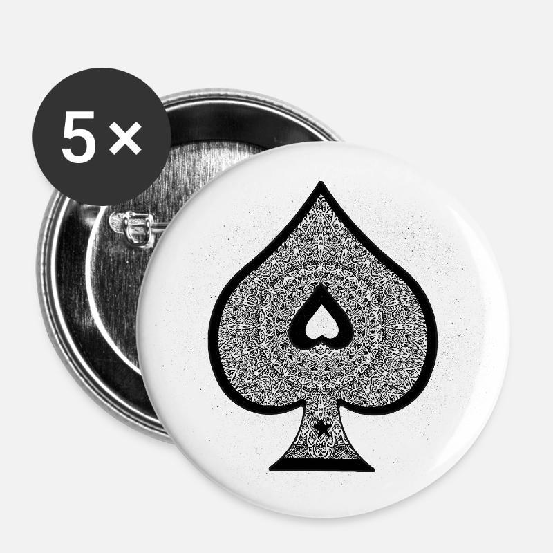 Playing card game, Ace - Buttons large 2.2''/56 mm (5-pack) - white