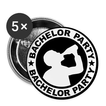 Bachelor Fête boum Mariage - Lot de 5 grands badges (56 mm) - blanc - Devant