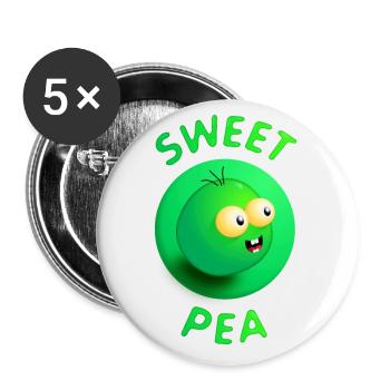 Pois sucré - Lot de 5 grands badges (56 mm) - blanc - Devant