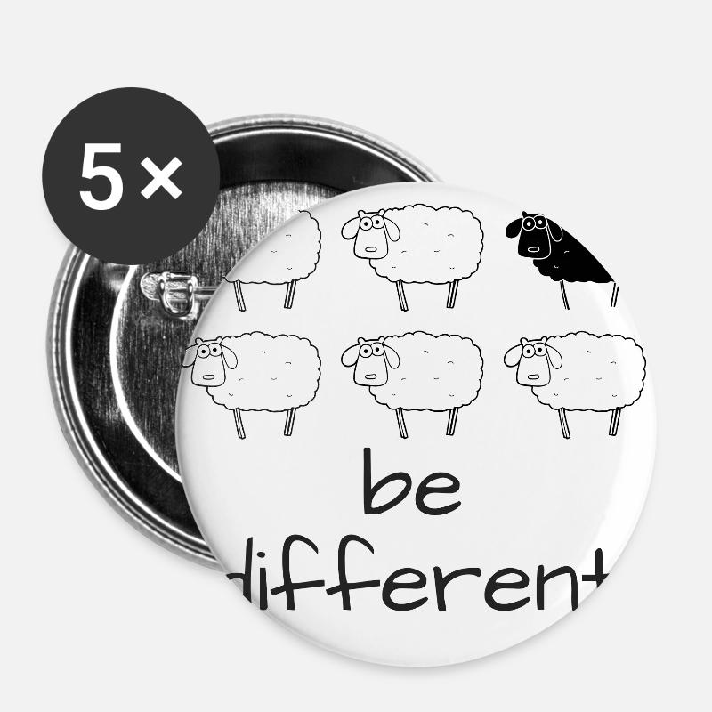 Be different - a black sheep - Buttons large 2.2''/56 mm (5-pack) - white