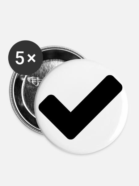 Check - Buttons groß 56 mm (5er Pack) - Weiß