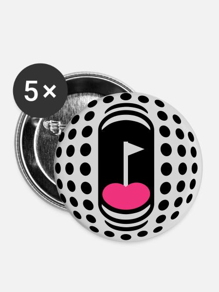 Golfball-Süchtigen - Buttons groß 56 mm (5er Pack) - Weiß