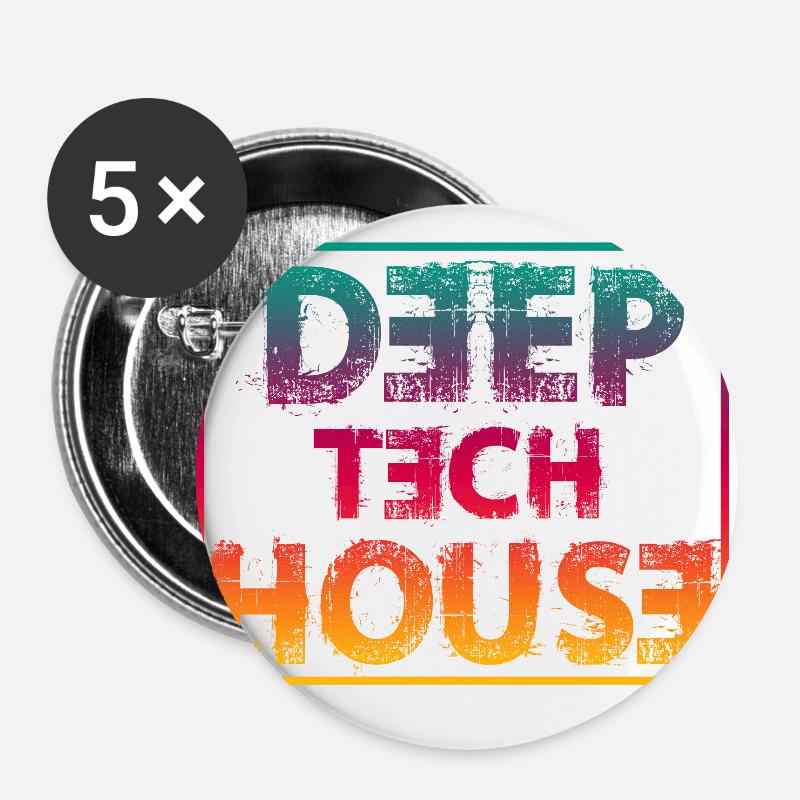 Deep tech house - Buttons large 2.2''/56 mm (5-pack) - white