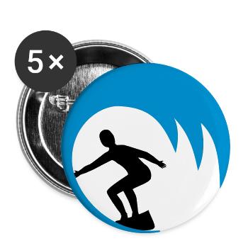 Wellenreiter, Surfer - Buttons groß 56 mm (5er Pack) - Weiß - Vorne