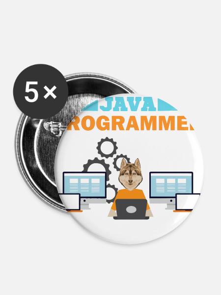 Java Programmer - Buttons groß 56 mm (5er Pack) - Weiß