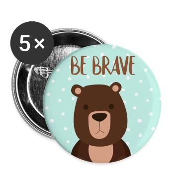 Kleiner Bär- mutige Tierfreunde - Buttons groß 56 mm (5er Pack) - Weiß - Vorne