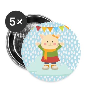 Petits chats amis des animaux bleu - Lot de 5 grands badges (56 mm) - blanc - Devant