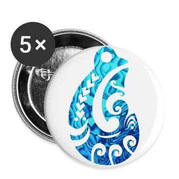 Maori Fish Hook Hei Matau Tribal Tattoo Paua - Buttons large 2.2''/56 mm (5-pack) - white - Front