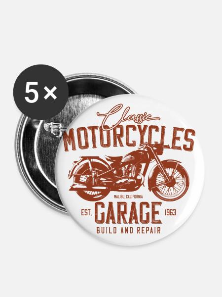 Klassischer Motor - Buttons groß 56 mm (5er Pack) - Weiß