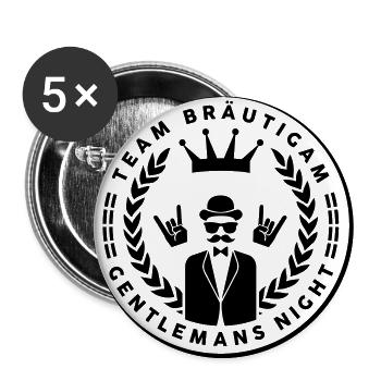 Team Bräutigam - Gentlemans night - JGA Crew - Buttons groß 56 mm (5er Pack) - Weiß - Vorne