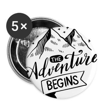 The Adventure begins saying, quote, adventure - Buttons large 2.2''/56 mm (5-pack) - white - Front