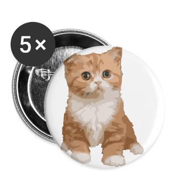 chat - chat - Lot de 5 grands badges (56 mm) - blanc - Devant