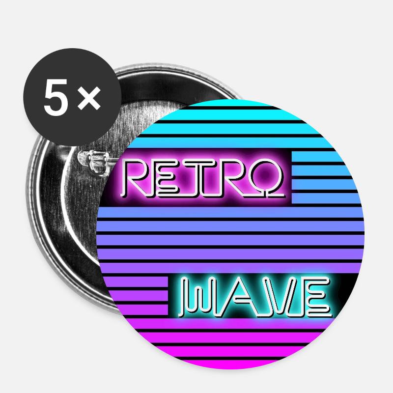 Retrowave poster - Buttons large 2.2''/56 mm (5-pack) - white