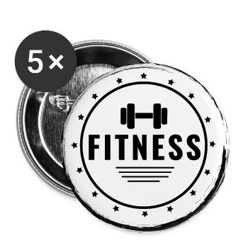 Fitness, sport, athlète, gym, gym - Lot de 5 grands badges (56 mm) - blanc - Devant