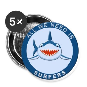 Requin surf - Lot de 5 grands badges (56 mm) - blanc - Devant