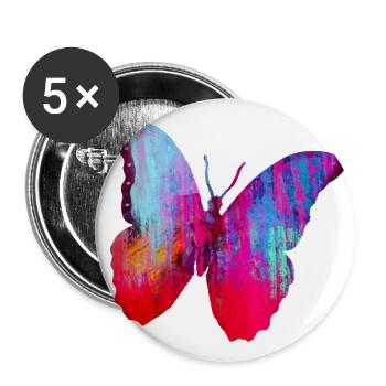 papillon, graffiti, peinture, rouge, rose - Lot de 5 grands badges (56 mm) - blanc - Devant