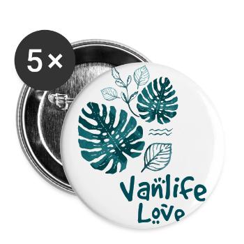 Vanlife Love jungle print - Buttons large 2.2''/56 mm (5-pack) - white - Front