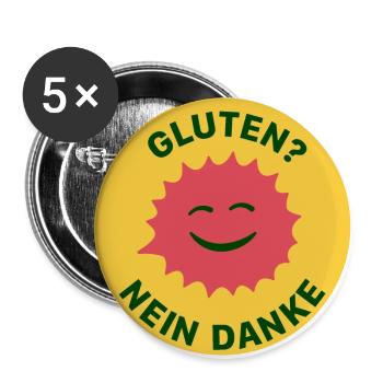 Gluten Nein Danke - Buttons groß 56 mm (5er Pack) - Weiß - Vorne