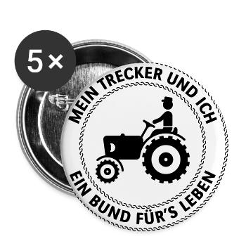 Mein Trecker Und Ich – Ein Bund Für's Leben! - Buttons groß 56 mm (5er Pack) - Weiß - Vorne