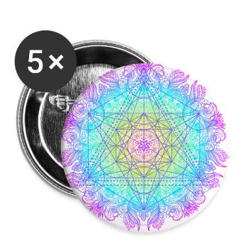 Cube de Métatron , géométrie sacré de l'archange - Lot de 5 grands badges (56 mm) - blanc - Devant