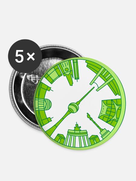BERLIN Emblem - Buttons groß 56 mm (5er Pack) - Weiß