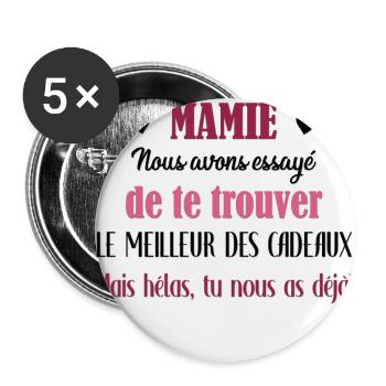 Mamie, le meilleur des cadeaux - Lot de 5 grands badges (56 mm) - blanc - Devant