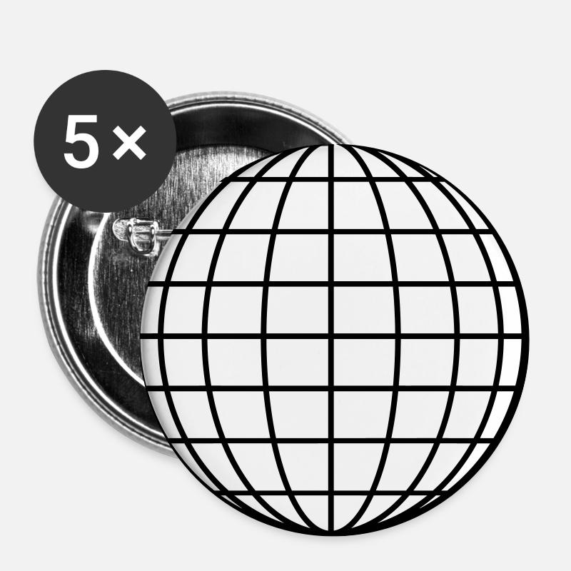 Sphere Globe Circle Round Geometric Shape - Buttons large 2.2''/56 mm (5-pack) - white