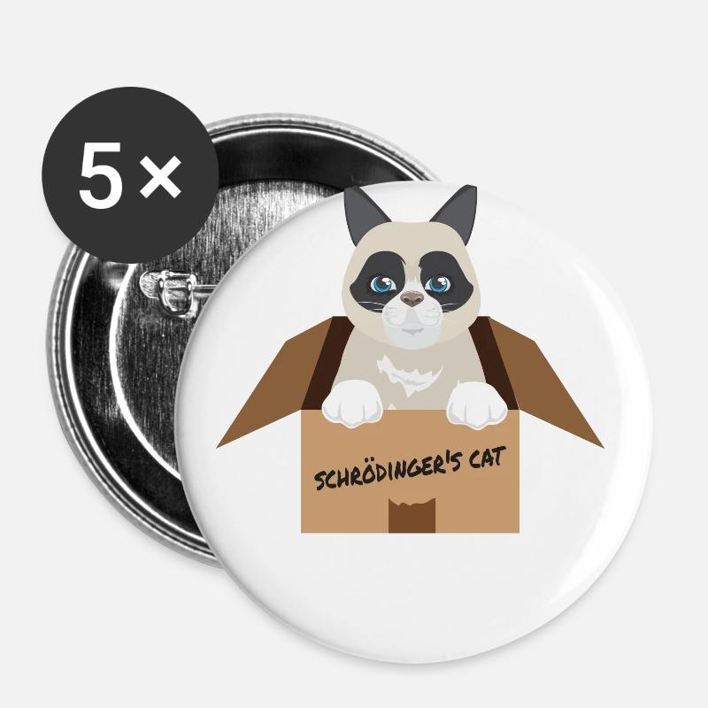 Cat I'm Alive Schroedlinger's Cat Gift idea - Buttons large 2.2''/56 mm (5-pack) - white