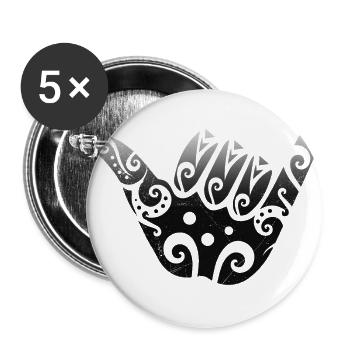 Maori Shaka Zeichen Schwarz Geschenkidee - Buttons groß 56 mm (5er Pack) - Weiß - Vorne