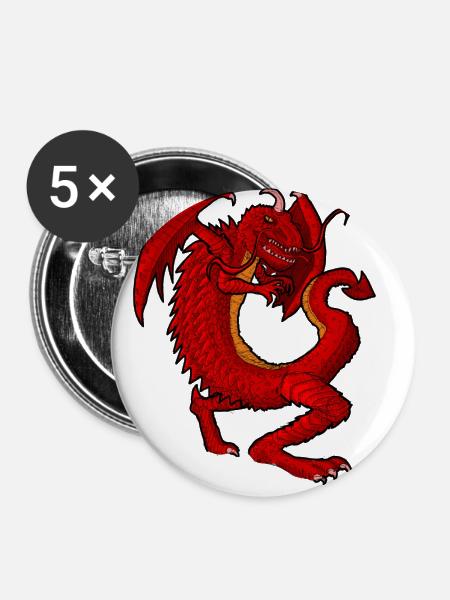 Dragon - Buttons groß 56 mm (5er Pack) - Weiß