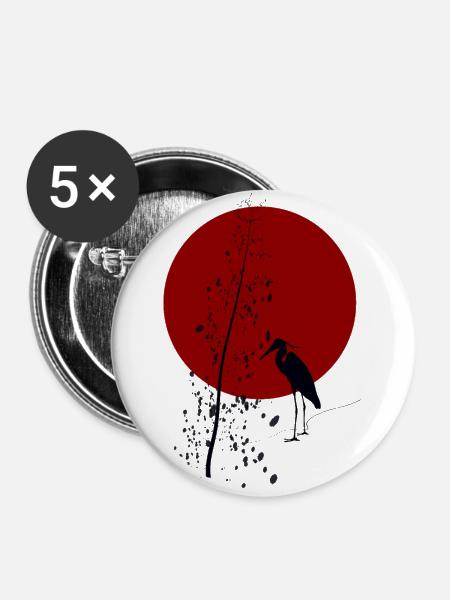 Rote Sonne - Buttons groß 56 mm (5er Pack) - Weiß